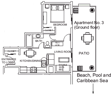 Floorplan of Apt. 3, at Turtle Nest Inn.