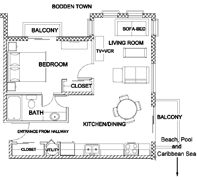 Floorplan of Apt. 5, at Turtle Nest Inn.